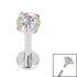 Titanium Internally Threaded Labrets 1.2mm - 4mm Titanium Claw Set Round CZ Jewel