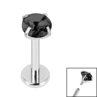 Titanium Internally Threaded Labrets 1.2mm - 4mm Titanium Claw Set Round CZ Jewel