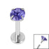 Titanium Internally Threaded Labrets 1.2mm - 4mm Titanium Claw Set Round CZ Jewel