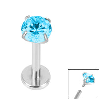 Titanium Internally Threaded Labrets 1.2mm - 4mm Titanium Claw Set Round CZ Jewel