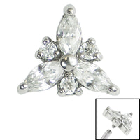 Steel Claw Set 3 Jewelled Marquise Trinity for Internal Thread shafts in 1.2mm