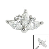 Steel Claw Set 3 Jewelled Marquise Sunset for Internal Thread shafts in 1.2mm