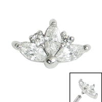 Steel Claw Set 3 Jewelled Marquise Sunset for Internal Thread shafts in 1.2mm