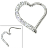 Steel Claw Set Jewelled Heart Hinged Clicker Ring