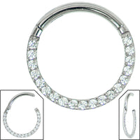 Steel Pave Set Eternity Hinged Clicker Ring