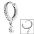 Surgical Steel Huggie Clicker Ear Ring - Jewelled Crescent Moon Dangle