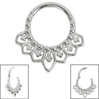 Steel Mandala Hinged Clicker Ring