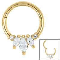 Steel Claw Set Jewelled Marquise Fan Hinged Clicker Ring
