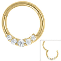 Steel Claw Set Radiant Jewelled Hinged Clicker Ring