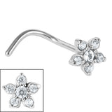 Steel Claw Set 5 Petal Jewelled Flower Nose Stud