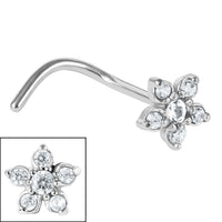 Steel Claw Set 5 Petal Jewelled Flower Nose Stud