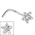 Steel Claw Set 5 Petal Jewelled Flower Nose Stud