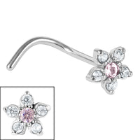 Steel Claw Set 5 Petal Jewelled Flower Nose Stud
