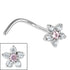 Steel Claw Set 5 Petal Jewelled Flower Nose Stud