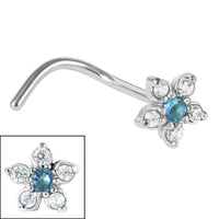 Steel Claw Set 5 Petal Jewelled Flower Nose Stud