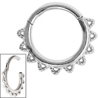 Steel Filigree Lace Hinged Clicker Ring