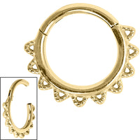 Steel Filigree Lace Hinged Clicker Ring