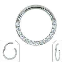 Titanium Pave Set Jewelled Eternity Hinged Clicker Ring