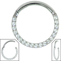 Titanium Pave Set Jewelled Eternity Hinged Clicker Ring