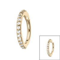 Steel 1.4mm Pave Set Jewelled Edge Hinged Clicker Ring