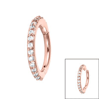 Steel 1.4mm Pave Set Jewelled Edge Hinged Clicker Ring