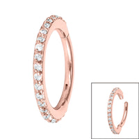 Steel 1.4mm Pave Set Jewelled Edge Hinged Clicker Ring