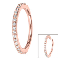 Steel 1.4mm Pave Set Jewelled Edge Hinged Clicker Ring