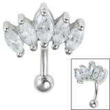 Steel 5 Jewel Marquise Fan Micro Curved Bar 1.2mm