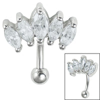 Steel 5 Jewel Marquise Fan Micro Curved Bar 1.2mm
