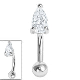 Steel Claw Set CZ Teardrop Micro Curved Bar 1.2mm