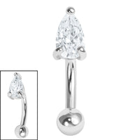 Steel Claw Set CZ Teardrop Micro Curved Bar 1.2mm