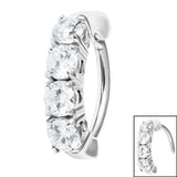 Steel Huggie Belly Clicker Ring - Claw Set 4 Jewel