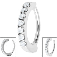 Steel Huggie Belly Clicker Ring - 7 Jewelled Pave Set