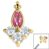 Steel Claw Set CZ Marquise Jewelled Asia Trinity for Internal Thread shafts in 1.2mm