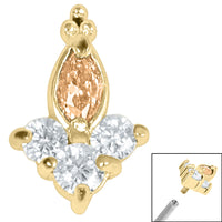Steel Claw Set CZ Marquise Jewelled Asia Trinity for Internal Thread shafts in 1.2mm