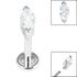 Titanium Internally Threaded Labrets 1.2mm - Steel Single Marquise Jewel