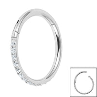 Titanium 1.2mm Pave Set Jewelled Edge Hinged Clicker Ring