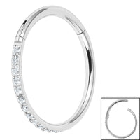 Titanium 1.2mm Pave Set Jewelled Edge Hinged Clicker Ring
