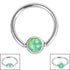 Steel BCR with Steel Flat-backed Bezel Set Clip In Synth Opal Disk