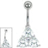 Belly Bar - Claw Set Jewelled Trinity