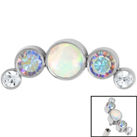 Titanium (Infinity) Bezel Set 5 Opal and Jewels Crescent for Internal Thread shafts in 1.2mm