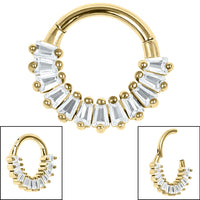 Steel Claw Set Multi-Baguette Hinged Clicker Ring