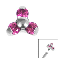 Titanium Claw Set CZ Jewelled Mini Trinity for Internal Thread shafts in 1.2mm
