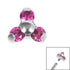 Titanium Claw Set CZ Jewelled Mini Trinity for Internal Thread shafts in 1.2mm