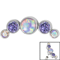 Titanium (Infinity) Bezel Set 5 Opal and Jewels Crescent for Internal Thread shafts in 1.2mm