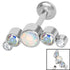 Titanium Internally Threaded Labrets 1.2mm - Infinity Titanium Bezel Set 5 Opal and Jewelled Crescent