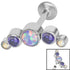 Titanium Internally Threaded Labrets 1.2mm - Infinity Titanium Bezel Set 5 Opal and Jewelled Crescent