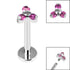 Titanium Internally Threaded Labrets 1.2mm - Titanium Claw Set CZ Jewelled Mini Trinity
