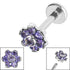 Titanium Internally Threaded Labrets 1.2mm - Titanium Claw Set CZ 7 Jewelled Flower