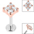 Titanium Internally Threaded Labrets 1.2mm - Steel Claw Set Jewelled Diamond Shape